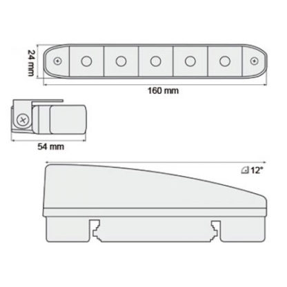 ΠΡΟΣΘΕΤΟ DAYLINE 5LED ΜΑΥΡΟ 160x24mm