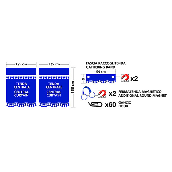 ΣΕΤ ΚΟΥΡΤΙΝΑΚΙΑ ΚΑΜΠΙΝΑΣ ΦΟΡΤΗΓΟΥ OSCURA ΜΠΛΕ - 2 ΤΕΜ