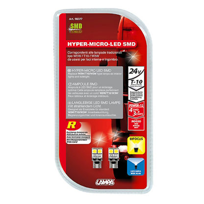 T10 W5W 24V 50lm HYPER-LED12 ΚΟΚΚΙΝΟ ΔΙΑΘΛΑΣΗΣ 4SMDx3chips (ΚΑΡΦΩΤΟ-ΔΙΠΛΟΕΣΤΙΑΚΟ- CAN-BUS) 2ΤΕΜ.