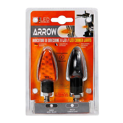 ΦΛΑΣ ΜΗΧΑΝΗΣ ARROW 12V LED (68 x 27 mm) ΜΑΥΡΟ ΜΕ ΠΟΡΤΟΚΑΛΙ ΤΖΑΜΑΚΙ -2 ΤΕΜ.