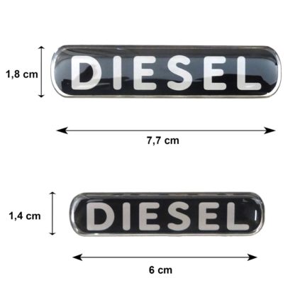 DIESEL ΑΥΤΟΚΟΛΛΗΤΑ 7,7 Χ 1,8 cm / 6 x 1,4 cm ΜΑΥΡΟ/ΧΡΩΜΙΟ ΜΕ ΕΠΙΚΑΛΥΨΗ ΕΠΟΞΕΙΔΙΚΗΣ ΡΥΤΙΝΗΣ (ΥΓΡΟ ΓΥΑΛΙ) - 4 ΤΕΜ.