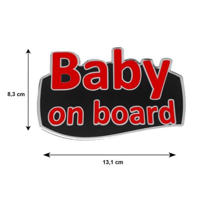 BABY ON BOARD ΑΥΤΟΚΟΛΛΗΤΟ ΕΞΩΤΕΡΙΚΗΣ ΧΡΗΣΗΣ 13,1 Χ 8,3cm ΚΟΚΚΙΝΟ/ΜΑΥΡΟ/ΧΡΩΜΙΟ ΜΕ ΕΠΙΚΑΛΥΨΗ ΣΜΑΛΤΟΥ - 1 ΤΕΜ.