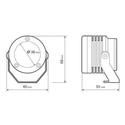 ΠΡΟΒΟΛΕΙΣ ΣΤΡΟΓΓΥΛΟΙ ΜΕ ΒΑΣΗ O-LUX 1LED SMD 6000K 1800LM 12V 18W ΚΑΡΦΙ 36Δχ68Υχ55Β mm ΜΑΥΡΑ 2 ΤΕΜ