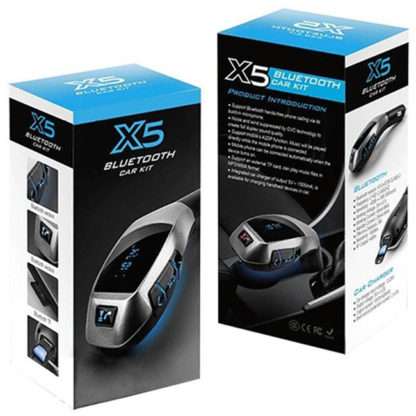 Fm Transmitter X5 Με Bluetooth, MicroSD Και Οθόνη LCD Μαύρο - Ασημί 1 Τεμάχιο