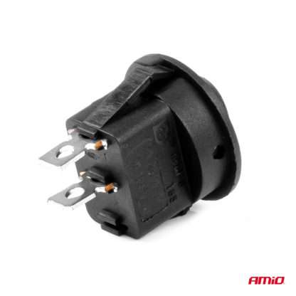 ΔΙΑΚΟΠΤΗΣ ON/OFF 2 ΕΠΑΦΩΝ 12V 20A ΣΤΡΟΓΓΥΛΟΣ Φ20mm ΜΑΥΡΟΣ AMIO - 1 τεμ.