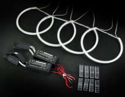 Δαχτυλίδια angel eyes για BMW E46 coupe (1998-2003) / BMW E46 Sedan, Combi (1998-2005) με 4 μεγάλα δαχτυλίδια 144mm - Λευκό χρώμα
