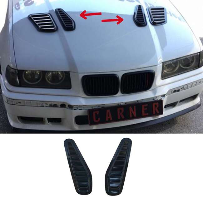 Αεραγωγοί Καπό Αυτοκόλλητοι Universal Τύπου Bmw GTR Μαύροι 33x11x1.5cm 2 Τεμάχια