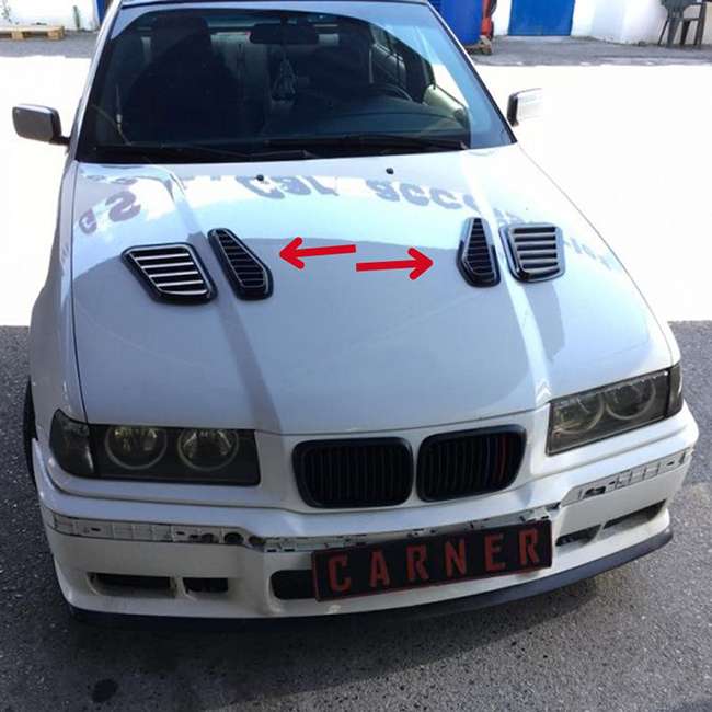 Αεραγωγοί Καπό Αυτοκόλλητοι Universal Τύπου Bmw GTR Μαύροι 33x11x1.5cm 2 Τεμάχια