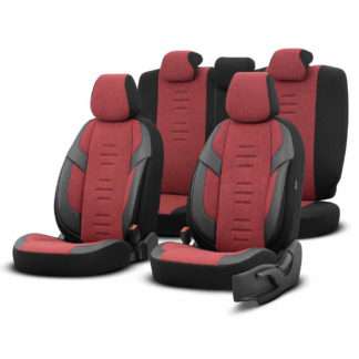 ΚΑΛΥΜΜΑΤΑ ΚΑΘΙΣΜΑΤΩΝ OTOM THRONE 103 RED ΜΑΥΡΟ/ΓΚΡΙ/ΚΟΚΚΙΝΟ ΛΙΝΟ & ΔΕΡΜΑΤΙΝΗ SET ΑΜΙΟ - 1 σετ.