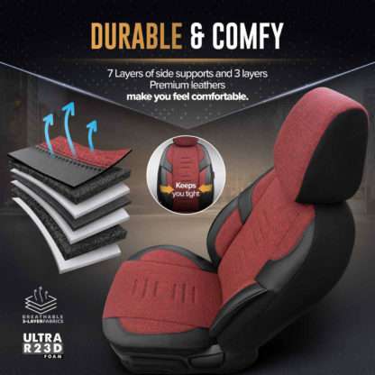 ΚΑΛΥΜΜΑΤΑ ΚΑΘΙΣΜΑΤΩΝ OTOM THRONE 103 RED ΜΑΥΡΟ/ΓΚΡΙ/ΚΟΚΚΙΝΟ ΛΙΝΟ & ΔΕΡΜΑΤΙΝΗ SET ΑΜΙΟ - 1 σετ.