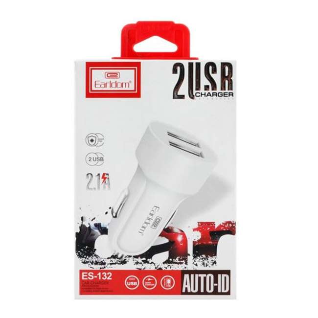 Φορτιστής Αναπτήρα Αυτοκινήτου Για Iphone Earldom ES-132 Με 2 Θύρες USB 9-12V 2.1A 1 Τεμάχιο