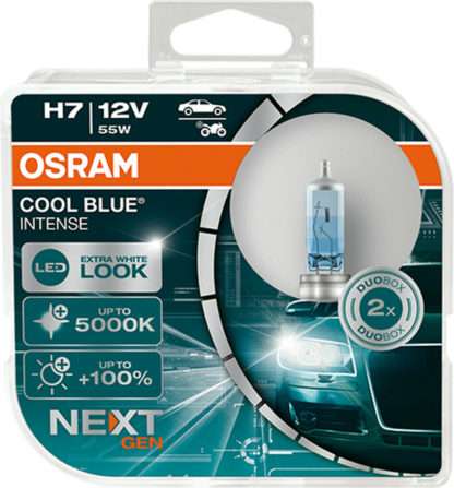 Osram Λάμπες Αυτοκινήτου Cool Blue Intense +100% H7 Αλογόνου 5000K Ψυχρό Λευκό 12V 55W 2τμχ