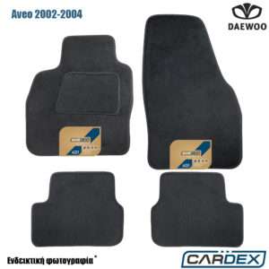 Daewoo Aveo 2002-2004 Μαρκέ Πατάκια Αυτοκινήτου μοκέτα μαύρη Velourtec™ 4τμχ της Cardex