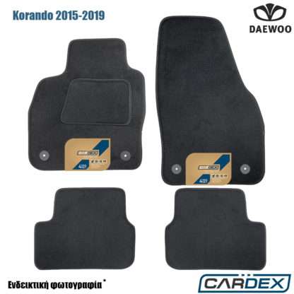 Daewoo Korando 2015-2019 Μαρκέ Πατάκια Αυτοκινήτου μοκέτα μαύρη Velourtec™ 4τμχ της Cardex