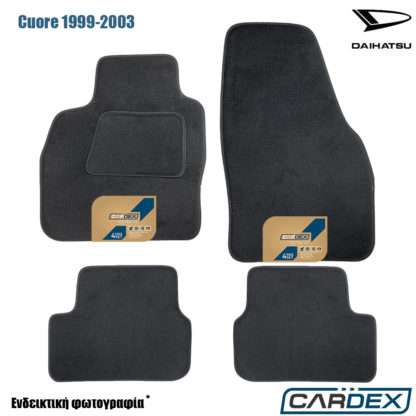 Daihatsu Cuore 1999-2003 Μαρκέ Πατάκια Αυτοκινήτου μοκέτα μαύρη Velourtec™ 4τμχ της Cardex