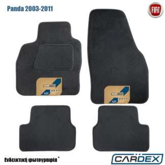 Fiat Panda 2003-2011 Μαρκέ Πατάκια Αυτοκινήτου μοκέτα μαύρη Velourtec™ 4τμχ της Cardex