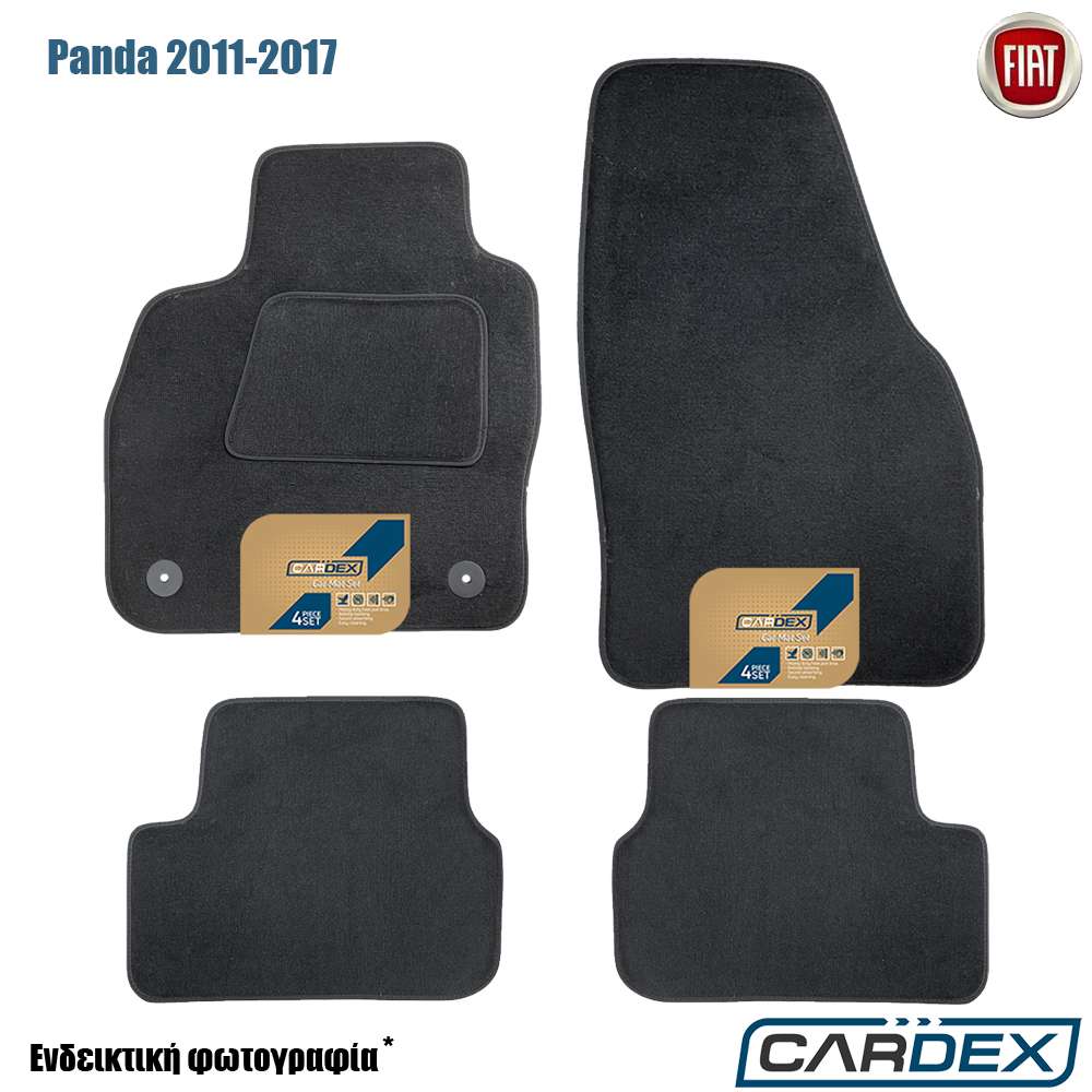 Fiat Panda 2011-2017 Μαρκέ Πατάκια Αυτοκινήτου μοκέτα μαύρη Velourtec™ 4τμχ της Cardex