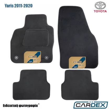 Toyota Yaris 2011-2020 Μαρκέ Πατάκια Αυτοκινήτου μοκέτα μαύρη Velourtec™ 4τμχ της Cardex