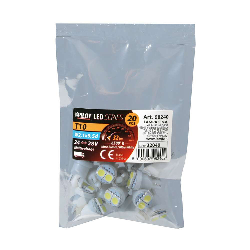 T10 W5W 24/28V 32lm HYPER-LED6 ΛΕΥΚΟ ΔΙΑΘΛΑΣΗΣ 2SMDx3chips (ΚΑΡΦΩΤΟ-ΔΙΠΛΗ ΠΟΛΙΚΟΤΗΤΑ) ΣΑΚΟΥΛΑ 20ΤΕΜ.