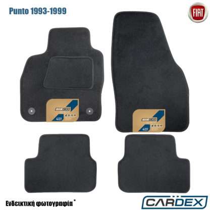 Fiat Punto 1993-1999 Μαρκέ Πατάκια Αυτοκινήτου μοκέτα μαύρη Velourtec™ 4τμχ της Cardex