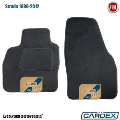 Fiat Strada 1998-2012 Μαρκέ Πατάκια Αυτοκινήτου μοκέτα μαύρη Velourtec™ 2τμχ της Cardex
