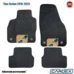 Fiat Tipo Sedan 2016-2023 Μαρκέ Πατάκια Αυτοκινήτου μοκέτα μαύρη Velourtec™ 4τμχ της Cardex