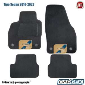 Fiat Tipo Sedan 2016-2023 Μαρκέ Πατάκια Αυτοκινήτου μοκέτα μαύρη Velourtec™ 4τμχ της Cardex