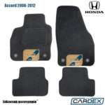 Honda Accord 2008-2012 Μαρκέ Πατάκια Αυτοκινήτου μοκέτα μαύρη Velourtec™ 4τμχ της Cardex
