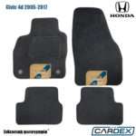 Honda Civic 4θυρο 2005-2017 Μαρκέ Πατάκια Αυτοκινήτου μοκέτα μαύρη Velourtec™ 4τμχ της Cardex