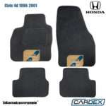 Honda Civic 4θυρο 1996-2001 Μαρκέ Πατάκια Αυτοκινήτου μοκέτα μαύρη Velourtec™ 4τμχ της Cardex
