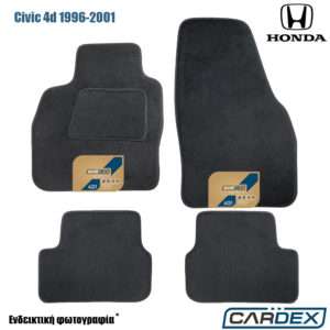 Honda Civic 4θυρο 1996-2001 Μαρκέ Πατάκια Αυτοκινήτου μοκέτα μαύρη Velourtec™ 4τμχ της Cardex
