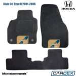 Honda Civic 3θυρο Type-R 2001-2006 Μαρκέ Πατάκια Αυτοκινήτου μοκέτα μαύρη Velourtec™ 3τμχ της Cardex