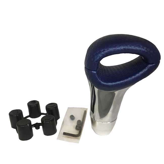 Πόμολο Λεβιέ Ταχυτήτων Οβάλ Μπλε-Νίκελ Με Τρύπα