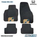 Honda Prelude 1996-2001 Μαρκέ Πατάκια Αυτοκινήτου μοκέτα μαύρη Velourtec™ 4τμχ της Cardex