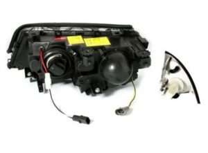 Φανάρια εμπρός angel eyes για BMW E46 sedan (1998-2001) – μαύρα , χωρίς λάμπες (Η7) – σετ 2τμχ.