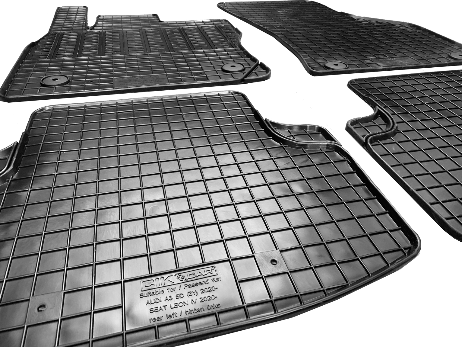 ΜΑΡΚΕ ΠΑΤΑΚΙΑ ΣΕ ΣΚΑΦΗ ΛΑΣΤΙΧΟ ΓΙΑ AUDI A3 8Y 4D / 5D 2020+ ΣΕ ΜΑΥΡΟ ΧΡΩΜΑ ΜΕ ΚΟΥΜΠΩΜΑΤΑ CIK - 4 ΤΕΜ.