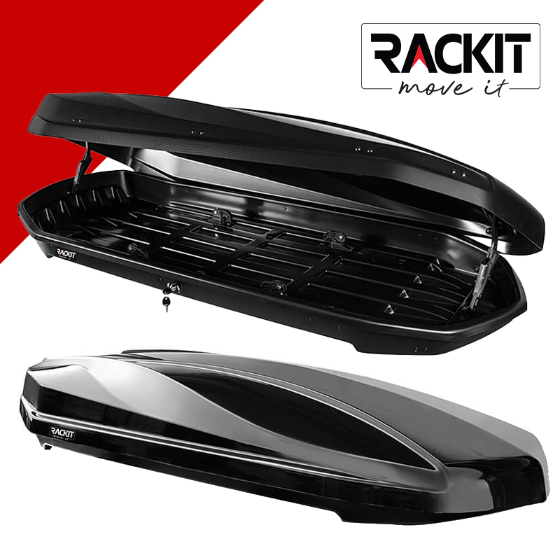 Μπαγκαζιέρα Οροφής Αυτοκινήτου Rackit Star 440lt Μαύρη Γυαλιστερή Με Διπλό Άνοιγμα Και Τοποθέτηση Quick Fix