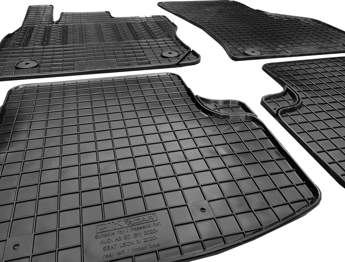 ΜΑΡΚΕ ΠΑΤΑΚΙΑ ΣΕ ΣΚΑΦΗ ΛΑΣΤΙΧΟ ΓΙΑ AUDI A3 8Y ETSI 4D / 5D 2020+ ΣΕ ΜΑΥΡΟ ΧΡΩΜΑ ΜΕ ΚΟΥΜΠΩΜΑΤΑ CIK - 4 ΤΕΜ.