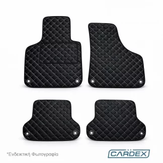 Πατάκια δερματινης μαυρα με ασπρη ραφη της cardex